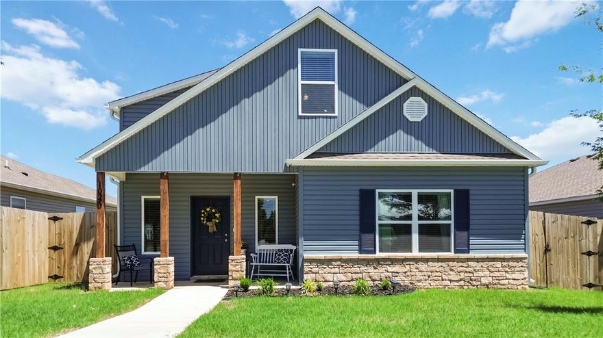 This beautiful 3-bedroom, 3-bath home is just One and a half years old and features a modern split-floor plan with two spacious primary suites, perfect for multi-generational living or guest privacy. Luxury vinyl plank flooring throughout living spaces and privacy fenced backyard. The open-concept layout includes cathedral ceilings and stainless steel appliances, creating a bright, inviting space. Located just minutes from downtown Fayetteville, this nearly new home offers both comfort and convenience.