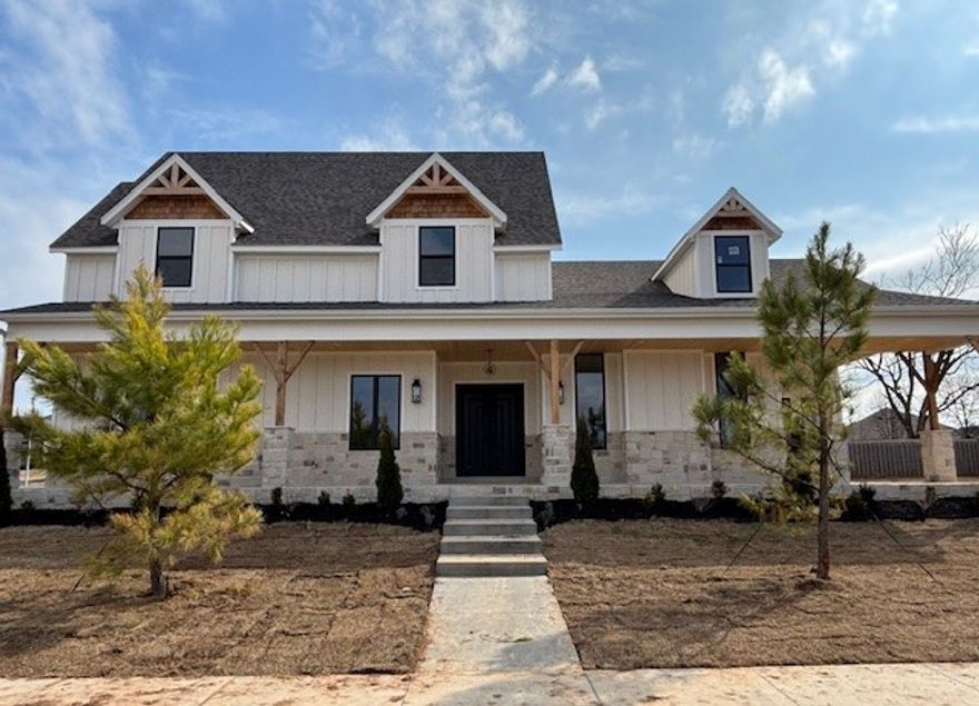 Built by the 2024 Parade of Homes gold medal winning builder! Discover The Laney floor plan in the Big Sky community, a stunning two-story home featuring 5 bedrooms, 4.5 bathrooms, and luxurious finishes throughout. Located on a large corner lot just steps away from the community green space and pavilion. Designed for seamless family living and entertaining, this spacious home boasts a waterfall quartz kitchen island, Cafe appliances, oversized windows, and integrated outdoor space. The elegant main suite includes a soaking tub and shower combo, while thoughtfully designed areas offer both socializing spaces and private retreats for children to play and grow. With stylish interiors, a three-car garage, The Laney provides the perfect blend of comfort and convenience located in the Bentonville School District. Located just 2 miles from the Bella Vista by-pass, 5 miles from Coler Mtn, 7 miles from downtown Bentonville, and 8 miles from Wal Mart Home Offices!