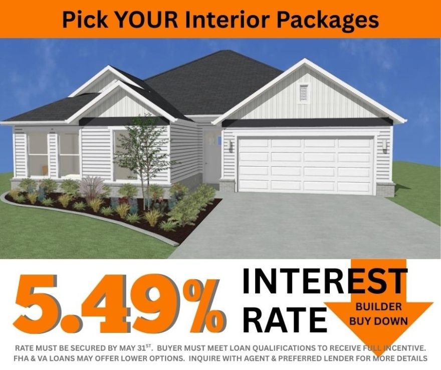 5.49% INTEREST RATE/BUILDER BUY DOWN & fence, blinds and gutters included! Discover your dream home in the sought-after Osage Hills neighborhood. Buyer can pick their interior packages/finishes! Arkansas plan with garage on the right and North facing! 10 ft ceilings in the living/kitchen area, linear electric fireplace, 1 level, LVP flooring throughout the main living areas and primary bedroom, quartz countertops and more. Chef's kitchen boasting frigidaire stainless steel appliances, gas range, pantry, quartz countertops, bar pull handles, large island and gorgeous backsplash. Luxurious primary bedroom features abundant natural light, while the spa-like primary bathroom offers a walk-in shower, double sinks, and spacious walk-in closets. Additional features include two large secondary bedrooms and a separate laundry room. Nestled on a generous lot with covered patio that overlooks the serene sodded, fully fenced backyard. Sturdy concrete siding & brick! Model home located at 6008 SW Coywolf St- Lot 122.