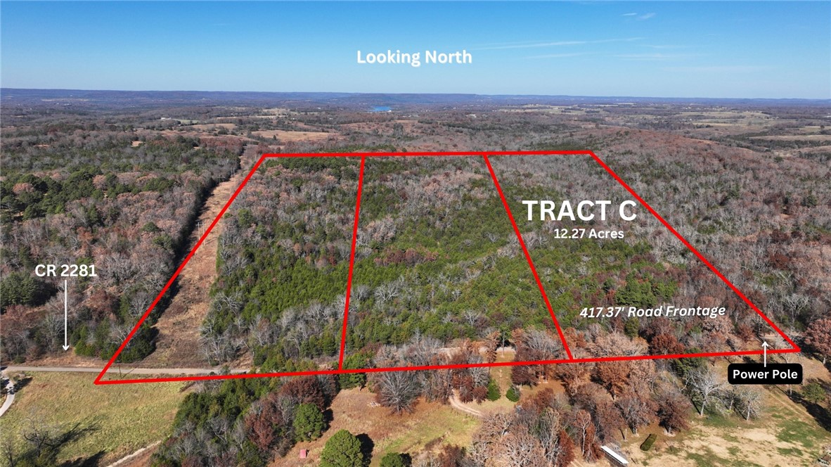 Nestled in the picturesque heart of Northwest Arkansas, this conveniently located property presents an exceptional opportunity for those looking to build their dream home or invest in land. Just minutes away from the enchanting Table Rock and the historic charm of Eureka Springs, as well as easy access to a major highway, this expansive 12.27-acre parcel invites you to explore the possibilities of a life well-lived. Electricity is at the road, along the 1,200 ft of road frontage on CR 2281. The power line easement runs along the western border of the property and allows immediate access to the rear of the property via your ATV or side by side. Abundant wildlife frequents the property, including turkey and deer. The end-of-the-road privacy ensures a tranquil retreat, allowing you front row seats to the wilderness. For savvy investors, the potential to subdivide this expanse into smaller tracts is ripe. Work with the right surveyor and your equity can expand overnight.