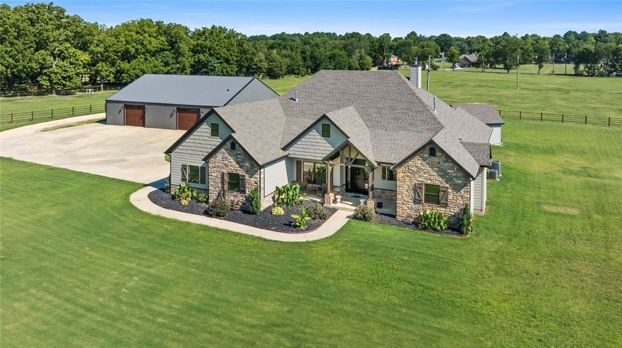 Custom home with heated shop just outside of Fayetteville. This beautiful custom home built in 2018 boasts high end finishes like a pot filler and 6 burner gas stove. The in-ground pool is heated (new heater in 2023) with a pool house for equipment and toys. The primary bedroom opens up to a workout room (or make it a playroom for the kids?) that walks out to the covered patio and pool area. The primary bathroom has double sinks, a custom tiled shower, a jacuzzi tub, and huge walk-in closet. The 2400 sq ft shop is heated and has another 10 ft covered lean to storage space. The property is completely fenced and has natural water perfect if you have/want livestock. The haybarn is 1500 sq ft.
And if all of that wasn't enough it sits on 17 acres so you have plenty of space to build another home on it if you want. This property has so many options - Make it your home today!