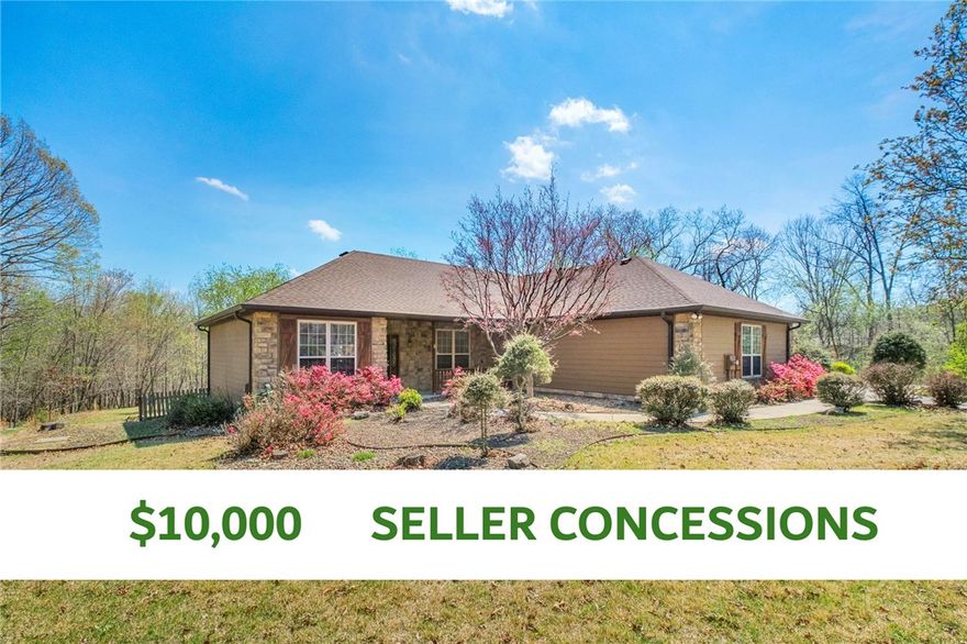 $10,000 in Seller Concessions!!! If you're looking for place where you can slow down and truly breathe - this is the ONE for you. A rare opportunity in Bella Vista, this timeless home sits on 6.77 acres providing the perfect blend of space, privacy, and natural beauty. Inside you'll find an open kitchen with a pellet stove in the living room that you can cozy up to. This 3 bedroom, 2 bathroom home has a split floor plan with additional office space. The exterior features cedar siding with stone accents, blending seamlessly into the landscape, along with a 3-car garage for added functionality. A unique opportunity to enjoy a one owner and well maintained home with acreage, privacy, and potential in one of Bella Vista’s most desirable settings.
