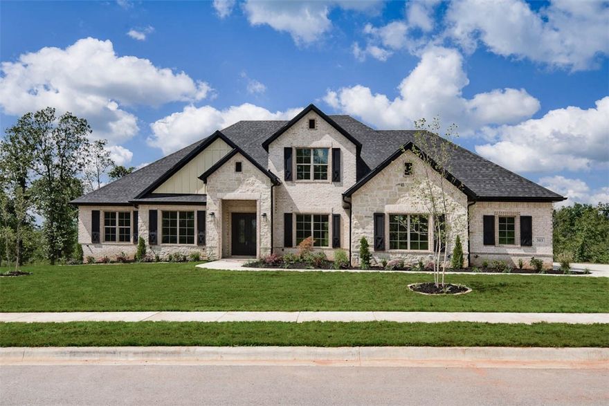 Gorgeous estate home located on a level 1.01 acre lot with  wooded views! You will be greeted by an abundance of natural light and large built-ins. Main level includes an open concept living/kitchen, split floor plan, 3 bedrooms with their own private bathrooms, 1/2 bath, formal dining, and an office. Primary bath showcases a free standing soaking tub, double shower, individual vanities, and laundry access through the sizable closet. The spacious utility room comes complete with sink, counters, and additional storage space. Upstairs features an additional bedroom, full bath, and bonus room. Get ready for those fall nights and football games with the large covered back deck, huge backyard, built-in grill, and gas log fireplace!