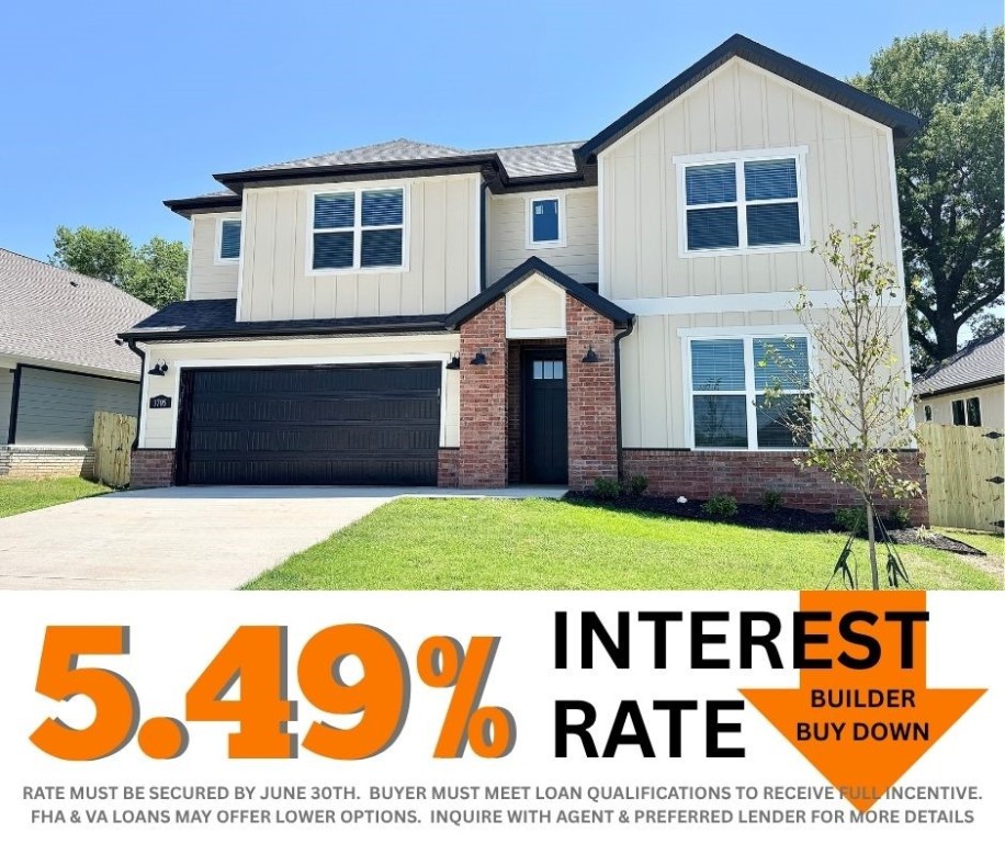 5.49% INTEREST RATE/BUILDER BUY DOWN & fence, blinds and gutters included! Discover your dream home in the new neighborhood- Jacob's Crossing. Murphy plan with garage on the left and East facing! 9 ft ceilings, linear electric fireplace, LVP flooring throughout the main areas and primary bedroom, quartz countertops and more. Chef's kitchen boasting frigidaire stainless steel appliances, gas range, pantry, quartz countertops, bar pull handles, large island and gorgeous backsplash. Luxurious primary bedroom features abundant natural light, while the spa-like primary bathroom offers a walk-in shower, tub, double sinks and spacious walk-in closets. Additional features include a formal dining/study, three large secondary bedrooms upstairs and a functional laundry room. Nestled on a generous lot with covered patio that overlooks the serene sodded, fully fenced backyard. Sturdy concrete siding! Model home located at 3631 Tranquility St- Lot 1.