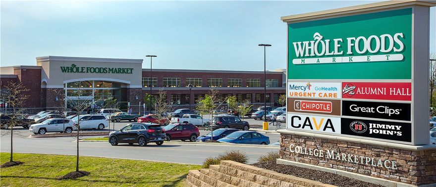 Space for lease in popular College Marketplace shopping center in Fayetteville’s Business & Shopping District. Anchored by Whole Foods Market and includes several other well-known national retailers; including new CAVA restaurant and IV Nutrition. Traffic light gives direct access into the center with N College Avenue boasting more than 33,000 cars per day.