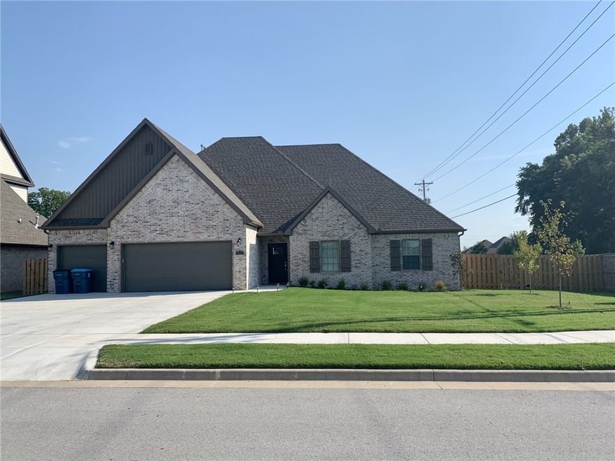 Location, Location, Location, almost new executive home, 4-bedroom,3 bathrooms with a bonus room home in Edgar Estate subdivision. walking distance of some of Bentonville's most beloved schools and bikeable to the recreation center! A great open living and kitchen area with a split floor plan, 4 bedrooms in the main floor and huge bonus with its own full bath upstairs, granite counters. All stainless-steel appliances...Large fenced back yard for privacy with covered patio, tesla charger and more . In close proximity to the Bentonville community center, medical/retail & restaurant