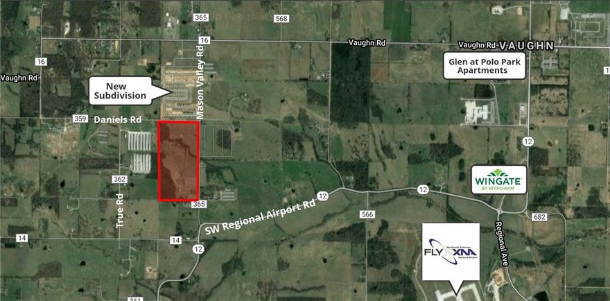 Development Opportunity. Water East at Mason Valley Rd. Sewer East at Woodward Hills Subdivision. Great proximity to Northwest Arkansas National Airport. In newly expanding area. Easy access to Hwy 12 & Bentonville. Great development opportunity in a rapidly growing area. Excellent location for residential subdivision. Located just north of Hwy 12 & near the Northwest Arkansas National Airport. Close to Bentonville city limits and all the amenities Bentonville has to offer.