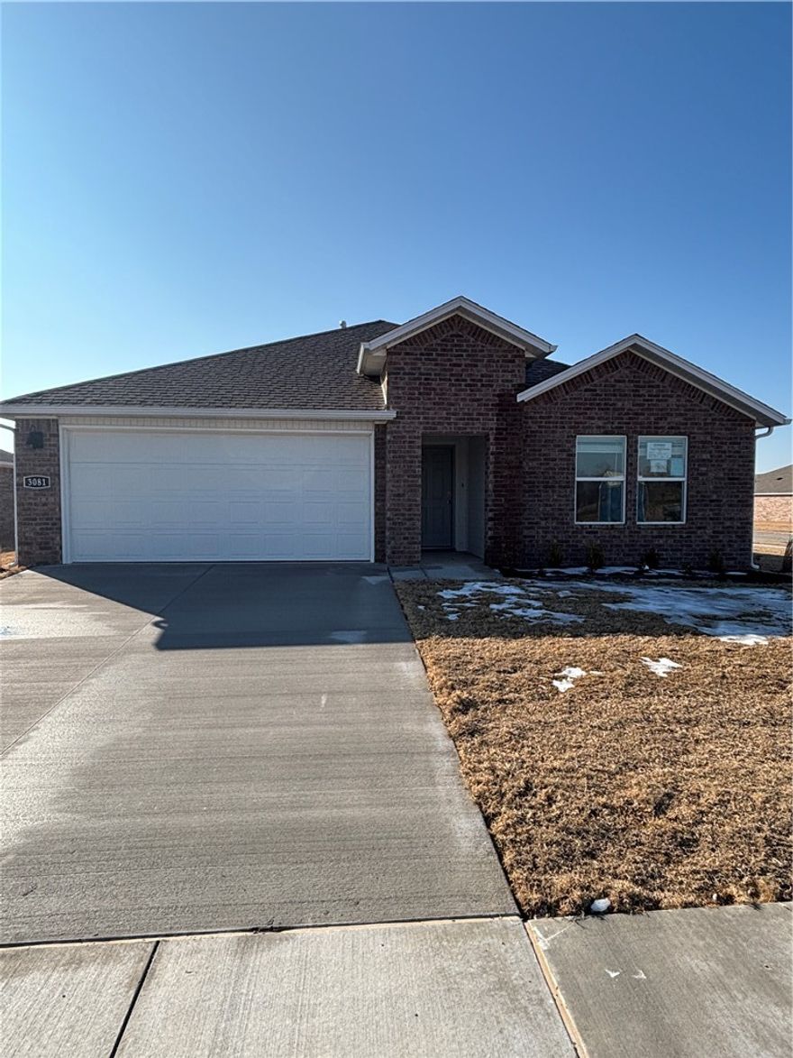 Brand New North Facing Home! 4 bed 2 bath and just 15 minutes from Walmart Home Office. Granite counter tops, large pantry, dining area, gas range, washer, dryer, fridge, fence and more. Get it before it's gone!