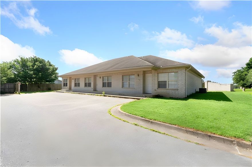 .Exceptional Investment Opportunity in Fayetteville, AR! Strategically positioned just off I-49 on a private street, just 3 miles from the University of Arkansas and minutes from dining, shopping, and entertainment. Each unit boasts low-maintenance all-brick exteriors with solid steel frame construction, energy-efficient spray foam insulation, and comes with two dedicated parking spaces. All units feature 2 beds/2 baths with primary suites offering full attached baths and walk-in closets. Enjoy outdoor living on generous back patios enclosed by privacy fencing. Units include refrigerator, washer and dryer, plus recent updates like new HVAC systems. This triplex offers flexible investment strategies—rent all units long-term, explore lucrative short-term rental/Airbnb opportunities, or implement a combination approach. Don't miss this chance to secure your financial future! Property sold as-is. New AC unit on one unit!