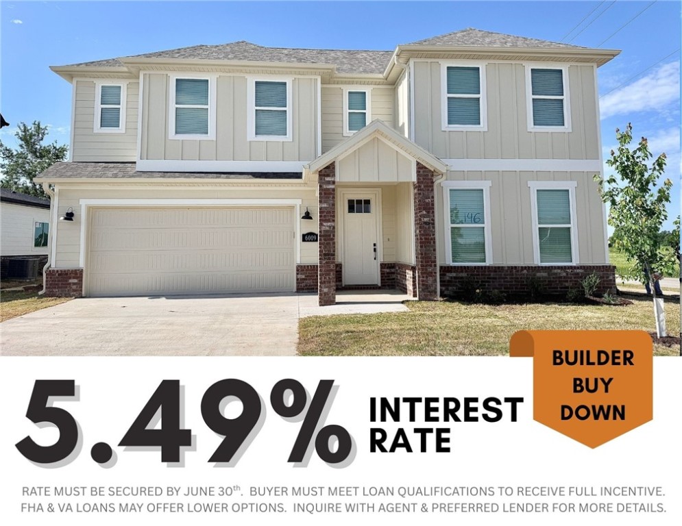 5.49% INTEREST RATE/BUILDER BUY DOWN & fence, blinds and gutters included! Discover your dream home in the sought-after Osage Hills neighborhood. Delta plan with garage on the left and North facing! 9 ft ceilings, linear electric fireplace in the living room, LVP flooring throughout the main living areas and primary bedroom, quartz countertops and more. Chef's kitchen boasting frigidaire stainless steel appliances, gas range, pantry, quartz countertops, bar pull handles, large island and gorgeous backsplash. Luxurious primary bedroom features abundant natural light, while the spa-like primary bathroom offers a walk-in shower, tub, double sinks, and spacious walk-in closets. Additional features include a study on the main level, two large secondary bedrooms upstairs and a separate laundry room. Nestled on a generous lot with covered patio that overlooks the serene sodded, fully fenced backyard. Sturdy concrete siding & brick! Model home located at 6008 SW Coywolf St- Lot 122.