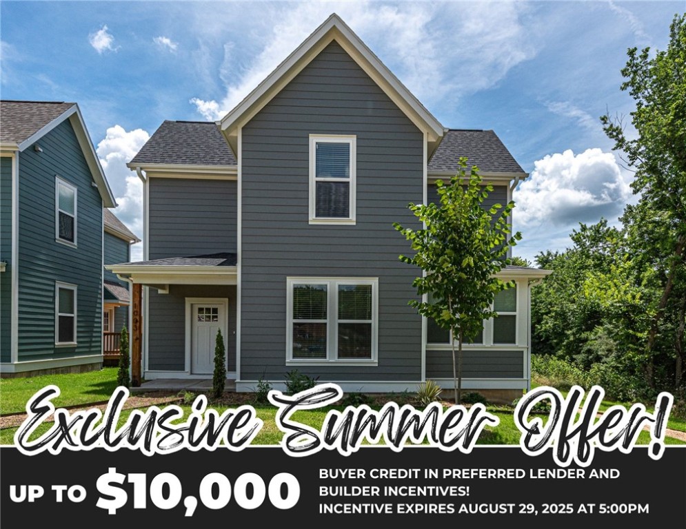 *EXCLUSIVE SUMMER OFFER: Up to $10,000 buyer credit in preferred lender & builder incentives with buyer's use of preferred lender - EXPIRES 8/29/25 @ 5:00PM* (OPEN HOUSES hosted at MODEL HOME: 1015 N Laramie Heights) Welcome to Southern Woods! A Trailside Community at the base of Centennial Park (2022 Top Outdoor Facility, Arkansas Parks & Rec) Not only does this location offer access to miles of trails, greenspaces with paved pathways, & bicycle stalls, it is also minutes away from shopping, food, I49, & University of Arkansas! PROW floor plan feat: a covered front porch w cedar posts, an open concept first floor w 9’ ceilings, half bath, LVP floors, & kitchen w 3cm granite counters, subway tile backsplash, large center island w sink, stainless steel appliances, L-shaped dining w surround windows for natural light, & back deck! Upstairs: Laundry space & 2 Bedrooms w private ensuites. POA $35/mo includes lawn mowing! Don’t miss out on this community in a premier location! Act now!