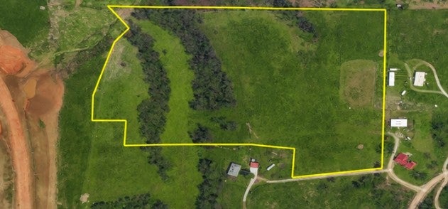 Overview of rural landscape with property parcel o