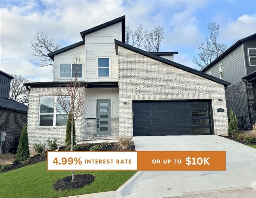 Discover this stunning modern home in the perfect East Fayetteville location—just a short walk to beloved Gulley Park! Quince floorplan featuring designer finishes throughout. Enjoy a spacious open floorplan with a large living room, electric fireplace with accent wall, and beautiful wood flooring. The chef’s kitchen boasts 3cm quartz countertops, stainless steel frigidaire professional-grade appliances, custom cabinets to the ceiling with soft close hinges, vented hood,  and a walk-in pantry. The luxurious primary suite includes hardwood floors, custom beams, and a spa-like bathroom with walk in tile shower, soaking tub, double sinks and walk in closet. With a formal dining area with accent paint, private study with built ins, large covered patio, and included blinds and gutters, this home blends comfort, style, and convenience in one unbeatable package. POA maintained lawncare!