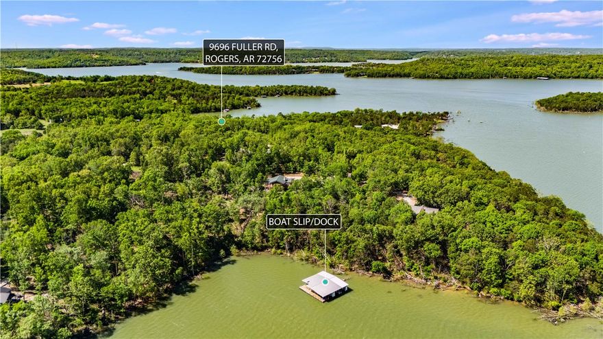 Level lake living on Beaver Lake truly exists, this 4.09-acre lakefront retreat brings it to life with 270ft of shoreline, a private walking path to your own beach, and deeded easement access to a community dock with lift and swim platform. Designed for both relaxation and entertaining offers multiple living areas, abundant storage, and a thoughtful layout that fits the way you live. Recent updates include new roofs, new HVAC, new flooring, a whole house surge protector, new garage and exterior doors, surround sound, Andersen windows, and more. The detached 30x60 metal building has its own 3-bd septic system, full bath, storm shelter, creating endless potential for guest space, hobby area, workshop, or storage for lake toys. Enjoy expansive outdoor living, landscaped stone walkway, greenhouse, garden space, and invisible pet fence. Launch a kayak at sunrise, unwind lakeside at sunset, or fish just steps from your door, it's more than a home, it’s the full Beaver Lake experience. Lake. Land. Lifestyle. All in one.