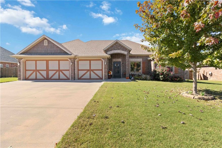 Built in 2019, this thoughtfully designed Cox-built home blends comfort, quality, and charm in every detail. Inside, you’ll find a spacious living area with a stunning dual-sided fireplace connecting the living and dining rooms, creating an inviting atmosphere for gatherings. Elegant crown molding adds refinement throughout, while the kitchen offers granite countertops, a gas cooktop, and built-in wall oven and microwave. The primary suite provides a relaxing retreat with a whirlpool tub, walk-in shower, and a generous closet that passes through to the laundry room. Two additional bedrooms offer flexibility for guests, family, or a home office. Step outside to enjoy the fenced backyard with an extended patio and 10×20 storage building —perfect for tools, hobbies, or extra storage. The three-car garage includes attic storage for seasonal items. Located in Battlefield Estates, you’ll love the peaceful setting, wide streets, and sidewalks—just minutes from schools, parks, and everything Pea Ridge offers.