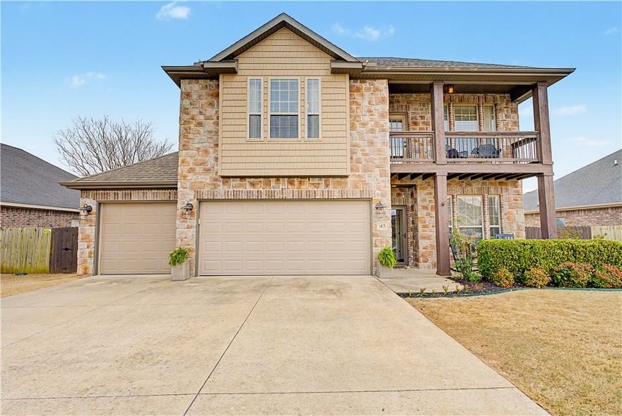 Like-new home just minutes from everything Rogers has to offer! Backed up to a beautiful view.  Conveniently located near Pinnacle Hills Promenade, Topgolf Rogers, and the Walmart AMP, with easy access to dining, shopping, and entertainment. This well-maintained home features 4 spacious bedrooms plus a versatile bonus room—perfect for a home office, playroom, or media space. The open-concept living area is highlighted by a cozy gas fireplace, while the kitchen offers beautiful granite countertops and ample workspace. Enjoy outdoor living with three patios, offering multiple spaces to relax or entertain. A fantastic opportunity to own a move-in ready home in a highly desirable location!