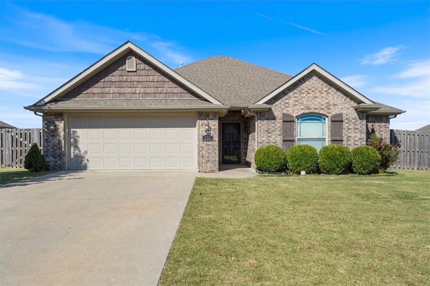 Welcome to 231 Genoa Way in Centerton! This beautifully maintained 3-bedroom, 2-bathroom all-brick home is nestled in a peaceful neighborhood, offering easy access to Bentonville, local schools, & dining. Inside, enjoy stunning hardwood flooring & ceramic tile throughout the living spaces & primary bedroom. The yard is a true standout with lush landscaping, an incredible hot tub that conveys, & an extended patio with a charming pergola, ideal for relaxing or entertaining. This home also includes a Vivint security system (currently inactive), and a storage shed that conveys! The Hot Springs Envoy luxury hot tub valued at over $18,000—fully paid off and ready for you to enjoy. Don’t miss the chance to make this incredible home yours!