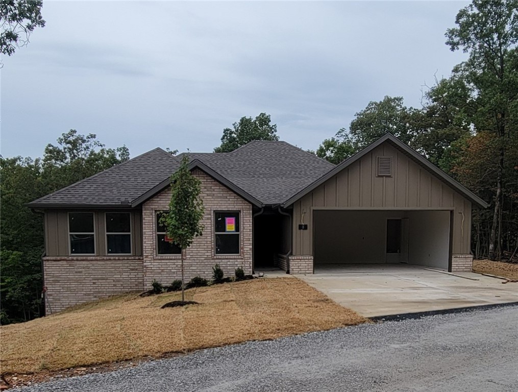 Discover this brand new home located in a private and serene setting in the desirable city of Bella Vista! It features three bedrooms, two bathrooms, and an office, all designed in an open concept layout that seamlessly connects the kitchen, dining, and living areas. Enjoy a usable backyard with flatter terrain, perfect for outdoor activities. Conveniently located close to all that Northwest Arkansas has to offer!