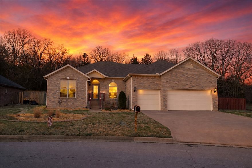 Rare blend of privacy and convenience in Fayetteville! This well-maintained home offers a peaceful setting with no neighbors on three sides and scenic views, all while being just minutes from downtown, the University of Arkansas, and Greenland Schools.
Enjoy one of the easiest commutes in Northwest Arkansas with multiple route options and minimal traffic stress. Inside, the home features a spacious layout with a large central living area and thoughtfully positioned bedrooms for added comfort and quiet.
Recent updates include a Bosch dishwasher (2022), Samsung smart refrigerator (2023), and new microwave/vent hood (2025). Additional highlights include a 3-car garage, storage shed, heavy-duty outdoor power circuit, fiber internet availability, and a fenced backyard perfect for relaxing or entertaining.

Major systems updated with a 60-gallon water heater (2019) and architectural shingle roof and gutters (2016).
  
Fenced backyard with beautiful view of nearby hills
No neighbors on three sides.
3 car garage