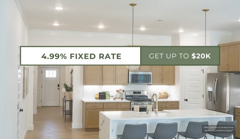 Choose between either 4.99% or 20k flex cash. *Terms and Conditions apply!*
This 3 bed, 2 bath 1714 square foot floor plan is customizable to your needs. Take your pick from a flexible living space, coffee bar, or pocket office in this 1,700- square-foot home. The ability to choose from structural options to best suit your lifestyle makes this house a home! With an open-concept living space and covered patio, this house is perfect for entertaining. Complete with a large primary suite with dual closets!
Taxes subject to change based on new construction.