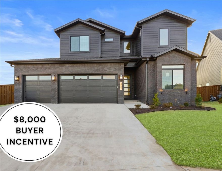 Up to $8,000 INCENTIVE- $5k from Builder and $3k from preferred lender for closing cost etc. Sought after community of Aurora. Stunning two story living room with soaring ceilings, tiled linear fireplace, custom beams, engineered wood flooring & light streaming through ample amount of windows. Kitchen features large custom stained island, quartz countertops/backsplash, pot filler, gas cooktop, custom cabinets to the ceiling, double ovens, walk in pantry! Home features a secondary bedroom on the main level that would also be a perfect study. Primary bedroom with wood floors, painted accent wall & luxurious ensuite bathroom. Primary bath with double vanities, walk-in tile shower & stand alone soaking tub. Upstairs features two large bedrooms & bonus room with wetbar. Huge covered patio overlooking the lot! Aurora residents have access to TONS of community amenities. Adult pool, family pool, bike repair station, dog park, elevate fitness course, sports court, open air clubhouse & playground! Internet included in POA!