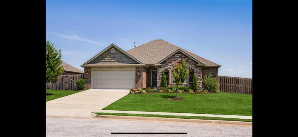 This larger 3 bedroom 2 bath home has all the bells and whistles. Split floor plan, large granite island bar, lots of natural lighting, pantry, standalone shower, dual vanities in primary suite, coffered ceilings, and large privacy fended yard. Modern lighting and beautiful finishing features throughout. 1 small pet negotiable with increased deposit.