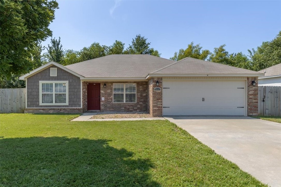 Welcome to your new freshly remodeled home that backs up to the Razorback Greenway, so nobody directly behind you, giving you privacy as well. This home has had a fresh splash of paint throughout and absolutely no carpet, all hard surfaces. The big living room features wood look tile flooring and plenty of space for the family. Living room opens to the kitchen with new granite counters, new granite bar, new backsplash, new sink, hardware, plenty of cabinets, pantry, eat-in area and a refrigerator. This split floorplan has a big primary with laminate flooring, tray ceiling and ensuite with large walk-in-closet, dual vanities, shower and soaking tub. On the other side of the home you will find the two kids bedrooms with laminate flooring and in the other bathroom. Home has washer and dryer in the laundry room and a two car epoxy garage with shelving, new paint and speckled paint floor. The flat, fenced backyard backs up to The Razorback Greenway for all bike enthusiasts or just a good place to walk dogs