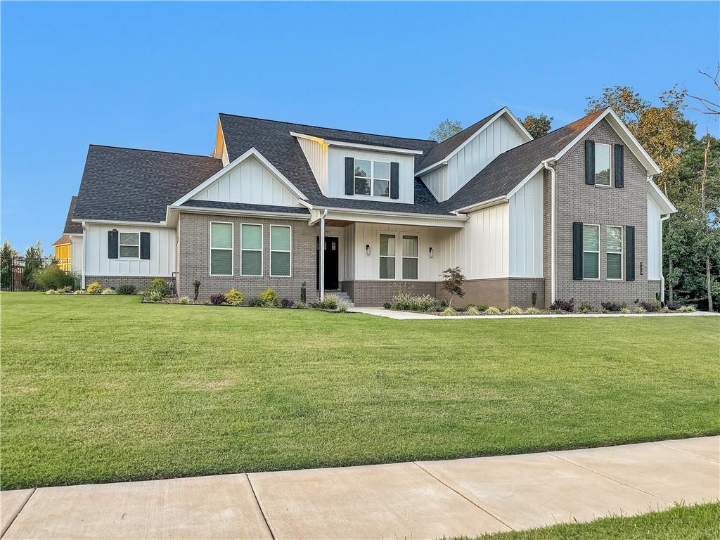 Stunning modern Farmhouse style home in the gated community of Scissortail. White oak hardwood floors w/ natural finish. Study down! Fantastic chefs' kitchen with large island & veggie sink! GE cafƩ series appliances! Huge walk-in pantry w/ dry bar!! Central vac, home audio. Guest bedroom on the main level: en-suite w/ walk-in shower! Flex room downstairs with 2 closets! Study also with huge closet! Fantastic Master Bedroom with luxurious en-suite with soaking tub, double vanities, massive walk-in shower & huge walk-in closet. Upstairs you will find 3 bedrooms, 3 full bathrooms & media room! Large mud room area off the garage. Spacious laundry room w/ sink & storage. Covered patio w/ built in grill! Fabulous amenities: club house, family pool, separate Adult pool, Tennis court, workout area, park! All info to be verified by buyers. Taxes TBD.