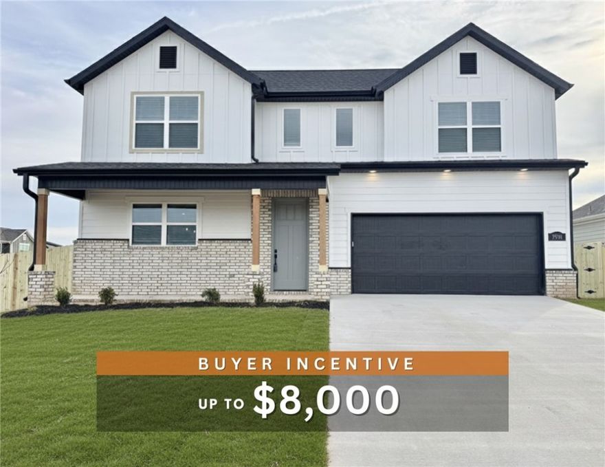 Fence, blinds and gutters included! Discover your dream home in the sought-after Osage Hills neighborhood. Frisco plan with garage on the right and North facing! 9 ft ceilings, linear electric fireplace, LVP flooring throughout the main living areas and primary bedroom, quartz countertops and more. Chef's kitchen boasting frigidaire stainless steel appliances, gas range, pantry, quartz countertops, bar pull handles, large island and gorgeous backsplash. Luxurious primary bedroom features abundant natural light, while the spa-like primary bathroom offers a walk-in shower, tub, double sinks, and spacious walk-in closets. Additional features include three large secondary bedrooms upstairs and a separate laundry room. Nestled on a generous lot with covered patio that overlooks the serene sodded, fully fenced backyard. Sturdy concrete siding & brick! Model home located at 6008 SW Coywolf St- Lot 122.