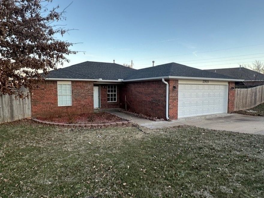 Charming home  features 3 bedrooms 2 full baths with combination tub/shower, 2 car attached garage. Easy to maintain tiled flooring . Trey ceilings with new recessed lighting and ceiling fans. Fresh paint throughout. Kitchen has new granite counter tops and backsplash.  The backyard is HUGE with fruit trees(pear,peach,plum) blueberry and blackberry bushes. Garden area !  Fenced backyard.
New air conditioner/heat system, new guttering.  This home has been well maintained