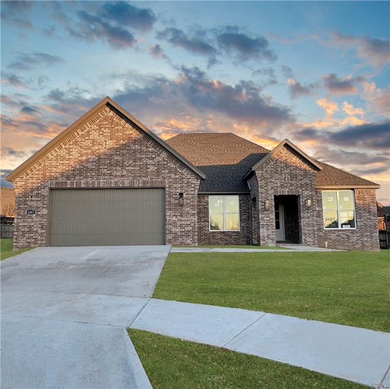 The picturesque Princeton 4 plan in Hughmount, located in Fayetteville, Arkansas! The Princeton 4 plan has 2424 square feet, with 4 bedrooms, 3 baths and a flex space/study. These brand-new homes boast 4-sided brick and LVP flooring. Fantastic front porch with a sitting area. Upon entrance, there is a flex space / study and a spacious living area featuring a gas fireplace with a poplar mantle. The kitchen will have 42-inch cabinets, lovely appliances and quartz countertops and tile backsplash. The Primary bedroom has a fabulous en suite, dual sinks, with a walk-in shower with tiled walls and a soaking tub! These homes feature LED lighting throughout, and a high efficiency AC with programmable Wi-Fi thermostat. Come find your dream home today! Taxes and Parcel TBD. Garage Door Opener!