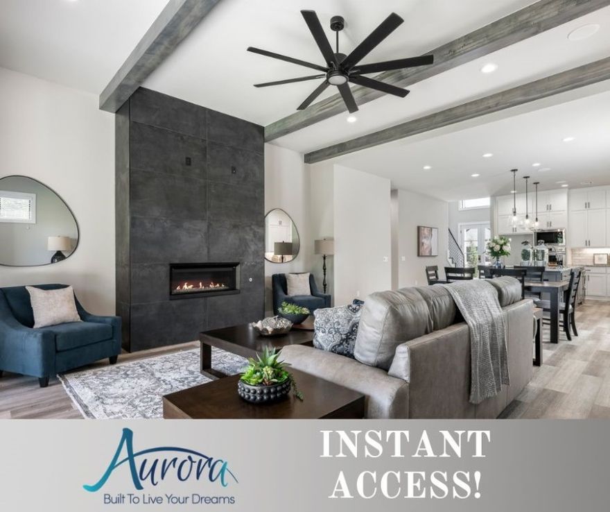 Nestled in Aurora, this modern home stands out with it's sleek exterior and 3-car side load garage, offering a serene backdrop against a reserve common area. The house boasts modern, sleek finishes throughout, highlighted by black windows that add to its elegance. Inside, a chef's dream kitchen awaits, featuring a large island, granite countertops, stainless steel appliances, cabinets that reach the ceiling, walk-in pantry with additional counter space, and double ovens. Spacious living room bathed in natural light, adorned with a black tile fireplace, custom wood beams, and luxurious LVP flooring. The primary bedroom is a retreat in itself, showcasing a beautiful accent wall, leading to a spa-like bathroom with a soaking tub, double sinks with upgraded faucets, a walk-in tile shower with dual shower heads, and a walk-in closet with seasonal storage. Secondary bedroom on the main level, and open bonus room upstairs. Covered patio overlooking the large corner fenced in yard! $3,000 if you use the preferred Lenders