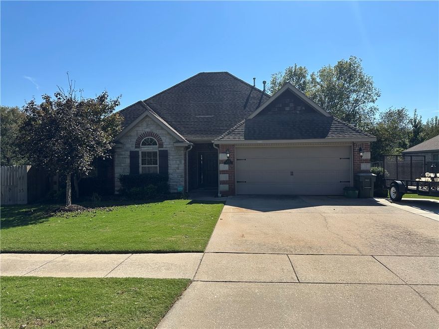 Clabber Creek Subdivision 3 bed/2 bath 1750 sq ft home with a 160 sq ft AC and heated office/pool house. Home backs up to a creek and the greenway and sits on a corner lot. It is located at 3727 Brightwater Pl, west side of Fayetteville, within blocks of two wonderful schools, Holcomb and Holt. Home was just inspected and is ready to show. New AC was installed last week, new roof will be installed, fresh paint, some newer flooring, remodeled master bath, newly painted kitchen cabinets, 16x36 salt and heated in ground pool with tanning ledge, slide, diving board, and swim up spa.