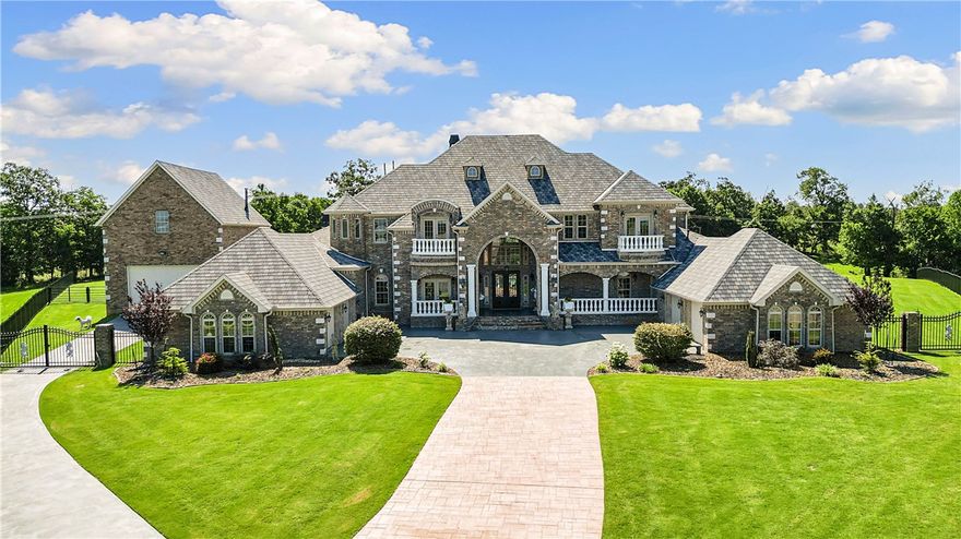 Nestled within the prestigious gated community of Churchill Downs, this exquisite property on 2.62 acres is a masterpiece of luxury and style. Every inch of this home is remarkable from the grand entrance to the expansive backyard. Enjoy the salt water pool, play pickleball on your own professional court, or sit around the firepit. See the extensive list of improvements which include a new roof with 50 year, high wind shingles in 2022, 4 new HVAC units (1 in 2023, 3 in 2025), a new iron front door, dishwasher and fridge. If security is important to you, rest assured behind the community gates and with the $10K home security system with state of the art controls and monitoring. If luxuriating is your thing, step into the spa-like primary bath with two separate closets, sinks, toilets, a huge jacuzzi tub and wrap around shower. With 6 garages, including a detached garage with 10ft doors and loft there is plenty of room for a shop or storage. This hidden gem has easy access to anywhere via I-49 and Hwy 612.