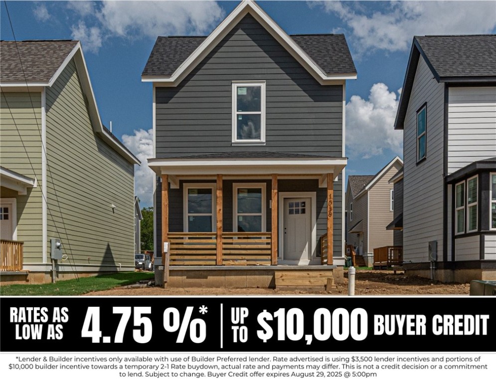 RATES AS LOW AS 4.75% when lender credit & portions of builder incentive are applied to a temp 2-1 buy-down! $10,000 Builder incentive w/ use of Preferred Lender. Pref Lender offers additional $3,500 credit toward rate buy-down. Incentives expire 8/29/25 @ 5PM* (OPEN HOUSES hosted @ MODEL HOME: 1015 N Laramie Heights) Welcome to Southern Woods! A Trailside Community at the base of Centennial Park 2022 Top Outdoor Facility Rating) Location offers access to miles of trails, greenspaces with paved pathways, & bicycle stalls, minutes away to shopping, food, I-49, & University of Arkansas! DUPLE floor plan feat: a covered front porch w cedar posts, an open concept first floor w 9’ ceilings, half bath, LVP floors, & kitchen w 3cm granite counters, subway tile backsplash, large center island w sink, stainless steel appliances & back deck! Upstairs: Laundry space & 2 Bedrooms w private ensuites. Perfect for homeowners & investors! POA $35/mo includes lawn mowing! Join this community in a premier location today!