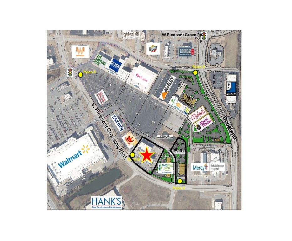 Located on the bulls eye of residential growth and regional accessibility Pleasant Crossing Commons is the Class A retail destination for Northwest Arkansas.