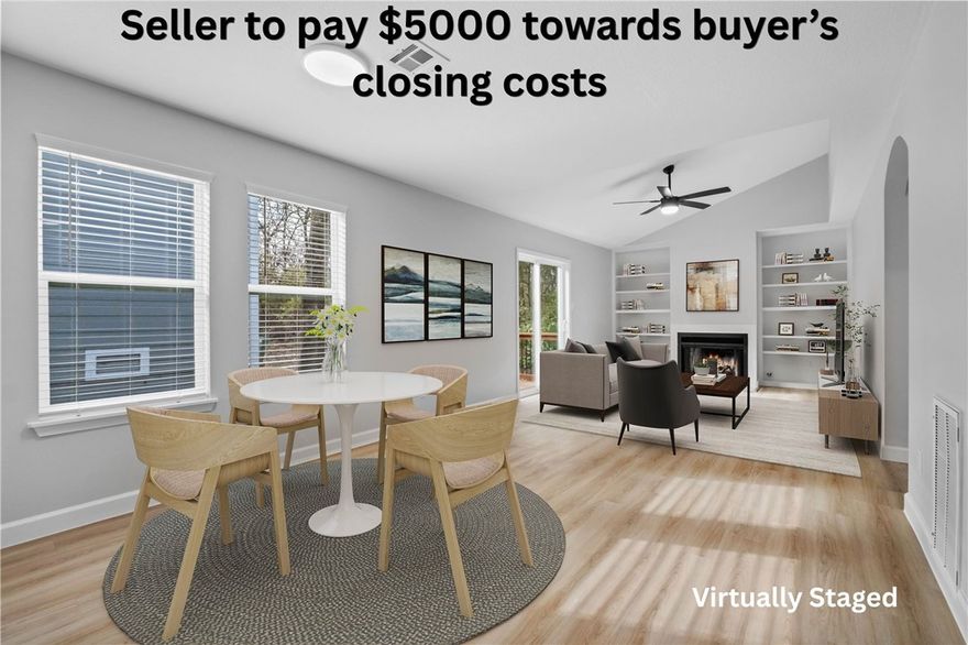 Seller is offering $5000 towards buyer's closing costs.  Beautifully renovated home in East Fayetteville - steps from Gulley Park.  Welcome to this fully updated 2 bed, 2 bath home located just a short walk from Gulley Park, local trails, and popular restaurants, and only minutes from the U of A and the Entertainment District.  Nearly every inch of this home has been refreshed, including a new roof, gutters, windows, Hardie siding, interior and exterior paint, LVP flooring, quartz countertops, and stainless steel appliances. The thoughtful split floor plan features a lovely living room with built-in bookcases and a cozy fireplace. The updated kitchen offers modern finishes and convenient access to the pantry, utility room, and a 2-car garage.  Located in a quiet, established neighborhood, residents enjoy access to a park with a walking trail, a community pool, and tennis courts.  A full renovation of the pool and tennis courts is already planned, adding even more value to this property.