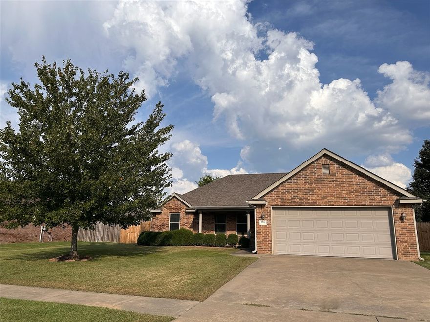 Check out this 3 BR 2 BA 2 CG all brick home featuring an efficient layout with ample closet and storage space. HUGE, fully fenced backyard - perfect for pets, play, or entertaining. Galley kitchen with 3 cm granite countertops, dining area, and utility room with pantry shelving. Primary suite includes a generous walk-in closet and en-suite bath with dual vanities. Enjoy low-maintenance vinyl flooring throughout. Roof replaced Summer 2020. A comfortable and functional home ready for move-in!