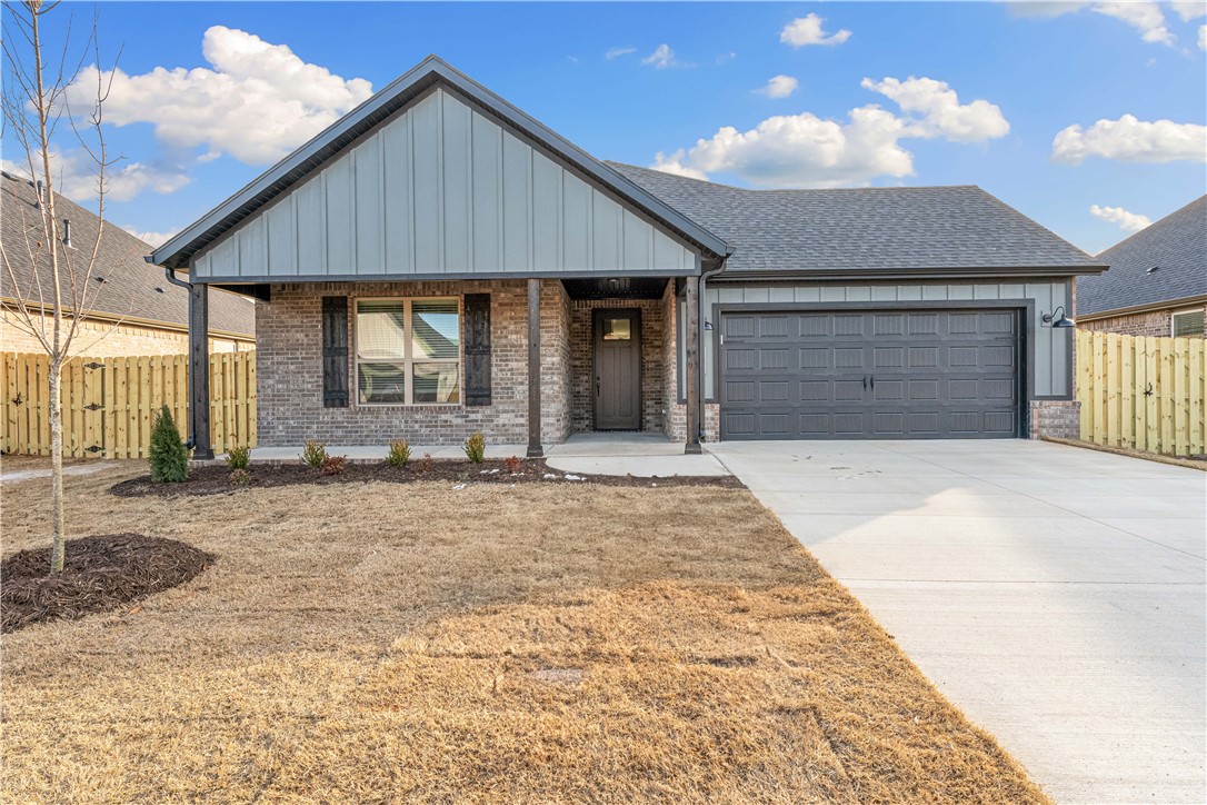 Pea Ridge welcomes you to its rapidly growing community. The Yorktown subdivision places you at the heart of it all, offering close proximity to schools, parks, and beautiful scenic views.This lot showcases the Cardinal Plan, where you're welcomed by LVP flooring and bright, airy touches that bring the home to life. All bedrooms are conveniently located on one side of the house, with two bedrooms and a bathroom at the front, while the primary suite is tucked at the back, next to the laundry room and two extra storage spaces. The kitchen, living, and dining areas flow seamlessly together, with the kitchen offering ample storage, including a walk-in shelved pantry. Enjoy outdoor living with both covered front and back patios.For a limited time rates starting at 4.99% OR $7,500 from builder & up to $4K from preferred lender. For access to see all the homes stop by the model home at 1602 Christman St. Open Monday, Tuesday,Thursday, and Friday from 10-4 and Sunday 1-4.