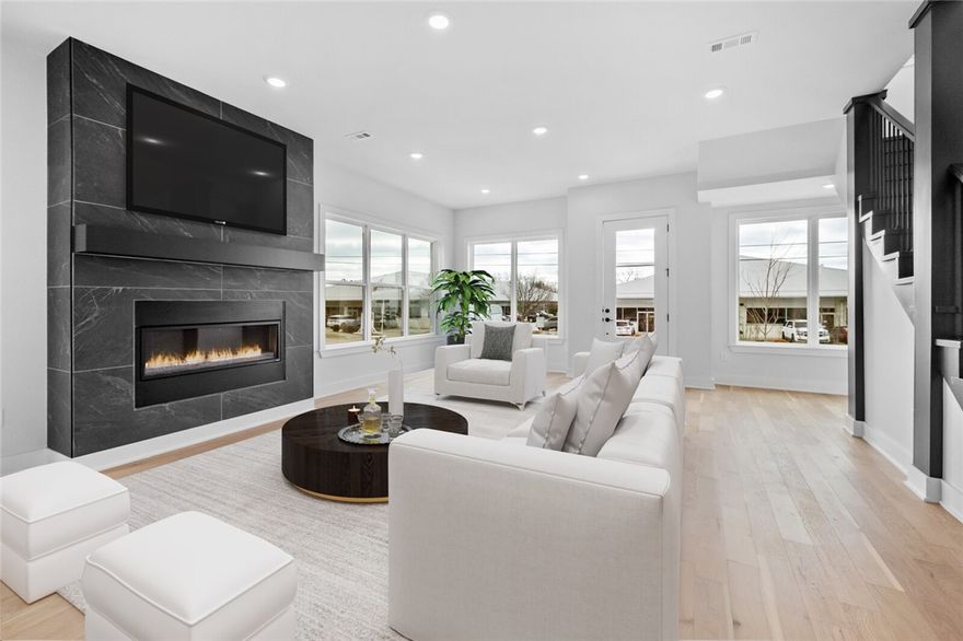 This beautiful modernist retreat is located in the fashionable Bentonville Market District with convenient walking distance to The Momentary and 8th Street Market. The property offers 4 bedrooms, 5 baths and 4,200 square feet of flawless interior spaces. The lavish appointments include a main level guest ensuite, two living areas, spacious primary quarters with spa-like bathroom, designer walk-in closets, and alfresco entertaining areas. Open floorplan, luxurious finishes, and superb location complete this contemporary retreat.