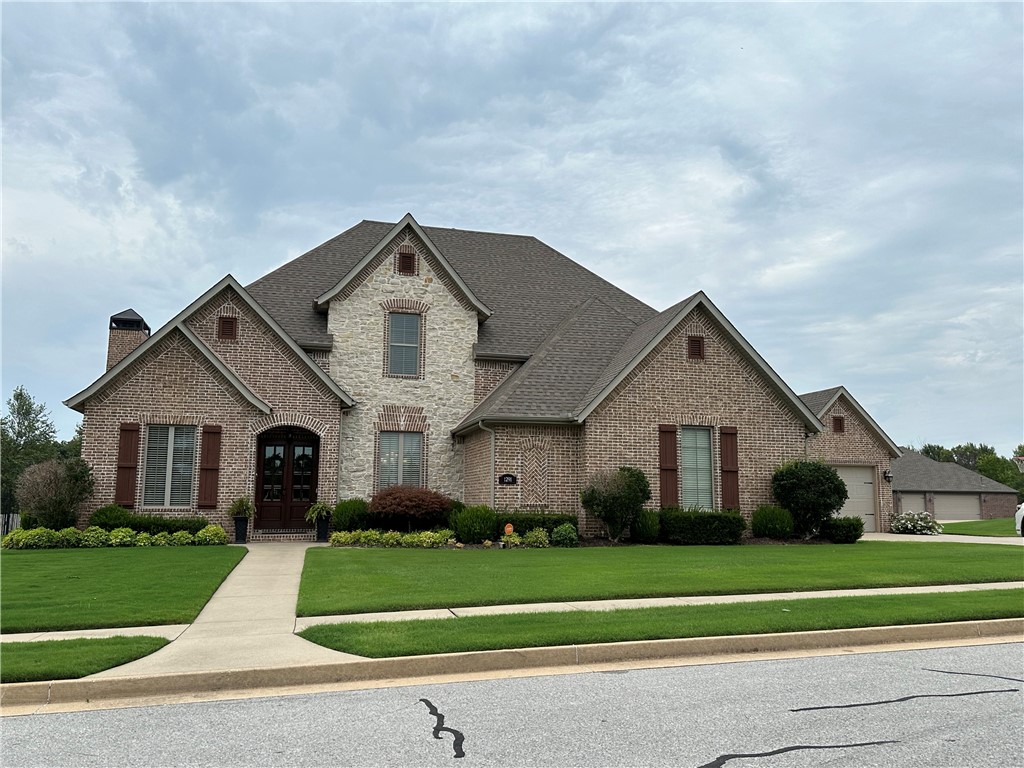 Beautiful Custom Built 4BDR+, 3Bths, 4 Car Garage 0.5 Acre Corner Lot. The Kitchen is A Cooks Dream w/Floor to Ceiling Built Cabinets & 3cm Granite, Huge Center Island W/Seating, Double Convection Ovens, 6 Buner Gas Range w/Grill, Pantry, Wine Cooler, Private Front Office, Built-in Cabinets. The Living Room w/Wood burning FP, Hardwood Floors, 10 ft Ceiling Downstairs & 9 ft Ceilings Upstairs-Breakfast Area/Hearth Room w/Gas FP that Opens to the Covered Patio & Swimming Pool & Hot Tub. Lovely Primary Suite w/Crown Molding & Bth w/Walk-in Tiled Shower/Whirlpool Tub, Sit-down Vanity- Huge Walk/in Closets. Custom Cabinets that open into the Huge Safe/Shelter Room. Utility Room w/laundry shoot from 2nd floor Lots of Storage Cabinets and 1/2 Bath. Upstairs offers 3 Bdrs & 2 BA. You will Love The Huge Projector Movie Room w/Surround Sound & Plenty of Seating Area & Storage Area. You will Enjoy The Beautiful Swimming Pool/Covered Patios & Hot Tub 1/2Bth & Shower Located in The Estates At Brush Creek Off of Elm Springs Rd.