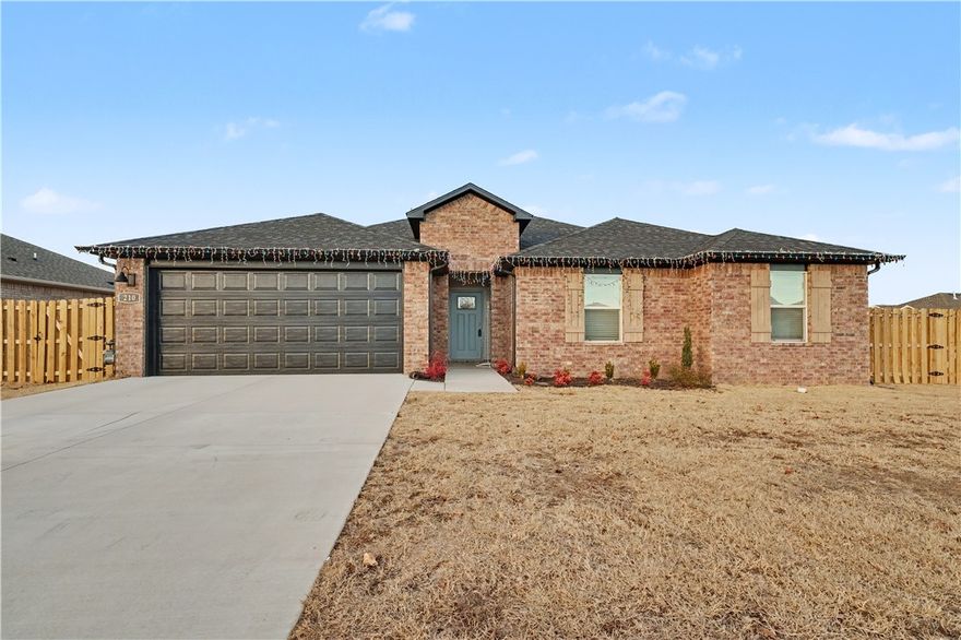 Like-new single-level home in a newer Lowell subdivision with an ideal split-bedroom layout. This 4-bedroom home features an open-concept living, dining, and kitchen area designed for everyday living and entertaining. The primary suite is privately positioned away from the secondary bedrooms, offering flexibility for guests, work-from-home, or growing households.

Single-level living means no stairs and easy accessibility, while the newer construction provides modern standards and low maintenance. Centrally located in Lowell with quick access to shopping, dining, schools, and major routes connecting all of Northwest Arkansas.

Functional layout, great location, and move-in ready — a strong option for buyers prioritizing comfort and convenience.