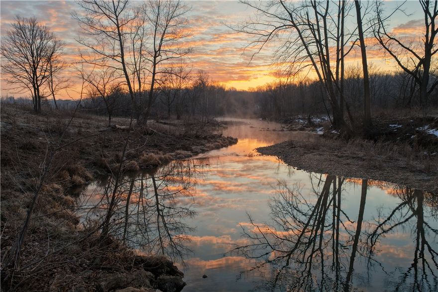 This 64+/- acre farm offers the rare combination of live water, mature timber, fenced pasture, and proven whitetail habitat along Yocum Creek. Located on Highway 103 North less than 10 minutes from Green Forest and under 40 minutes to Branson, Missouri, the property features approximately one-third mile of year-round, spring-fed Yocum Creek flowing through the land. The acreage includes appx 32 acres of open, fully fenced pasture and hay ground and 32+ acres of mature timber, creating strong edge habitat and natural travel corridors.
Trail camera photos show multiple mature whitetail bucks, and large groups of wild turkey consistently. The mix of creek frontage, cover, and open ground supports excellent hunting and recreational potential.
Improvements include an older barn used for hay storage and an additional shed. With approximately 1,800 feet of Highway 103 frontage and multiple building sites, this property is well suited for a homestead, working farm, or recreational retreat in Carroll County.