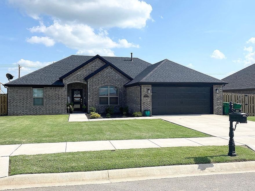 Less than 2 years old, this smart home comes with Nest Thermostat, Ring doorbells and wifi enabled switches in several places. Step inside this 3 bed 2 bath home to an open area with loads of windows. The open space includes a Formal Dining, a Living area w/ a gas log fireplace, a spacious Eat-In Kitchen with granite counters, tons of cabinets with sleek hardware, all on beautiful wood-look tile floors for easy living! Enjoy designer touches all thru out. The Owner’s Suite is private with a spa-like bath, tiled walk-in shower, dual sinks, and a spacious closet. The two bedrooms offer great walk-in closets and share a hall bath.