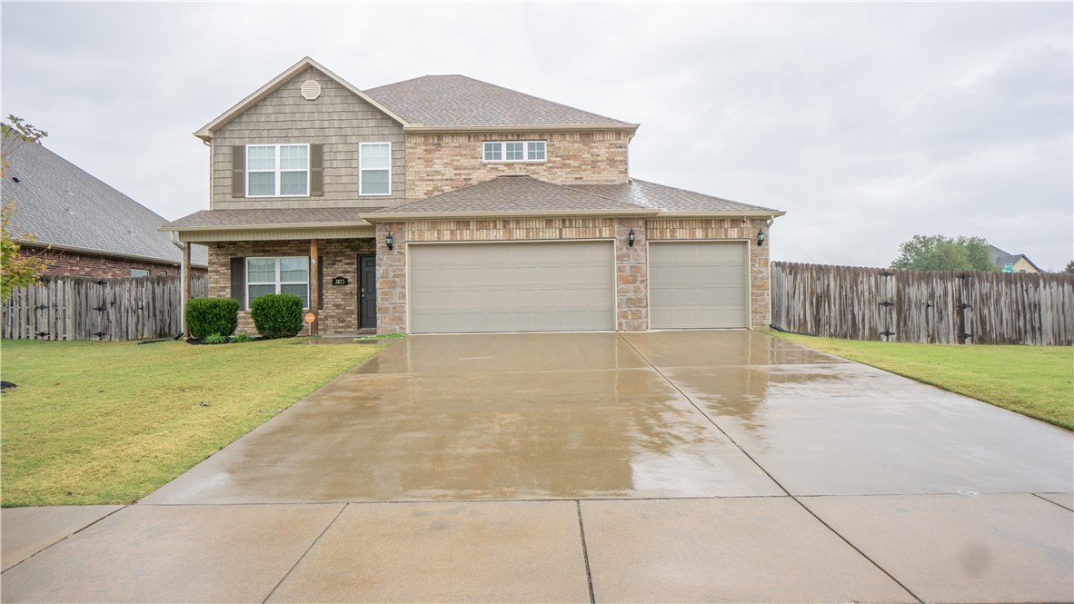 Fantastic, move-in ready 4-bedroom, 3.5-bath brick home in the highly sought-after Legendary Subdivision! Situated on a corner lot with a spacious backyard and a large covered patioāwith no homes directly behindāthis property offers both privacy & charm. Inside, youāll find an inviting living room with LVP flooring, a bright eat-in kitchen featuring granite countertops and a pantry, a half bath, laundry room, and a primary suite complete with two large closets and a custom walk-in shower. Upstairs boasts a huge bonus living area, three roomy bedrooms, and two full baths. One of the bedrooms even features a wall of windows overlooking the open land behind the homeāperfect for enjoying the view. Additional highlights include a 3-car garage with built-in storm shelter, community pool access, and proximity to Shaw Family Parkāa 120-acre destination with playgrounds, splash pad, ponds, dog park, and walking trails. Come see this wonderful home todayāitās everything youāve been looking for in Northwest Arkansas living!