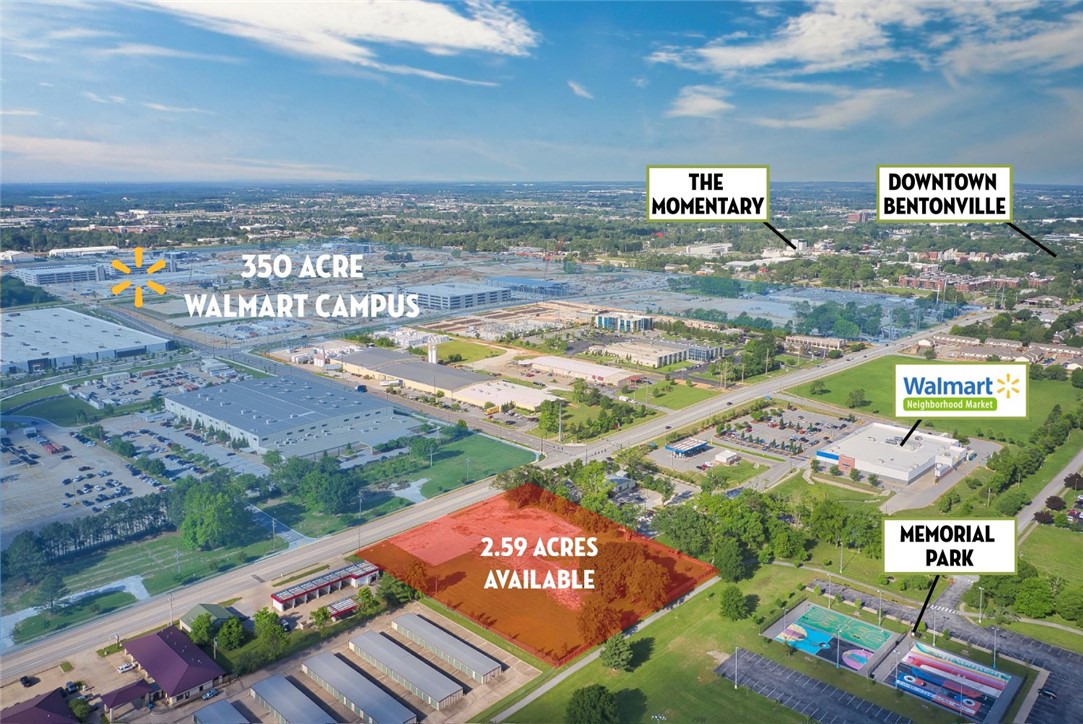 Location could not be more perfect! Directly across from the new Walmart Headquarters Campus. A quick drive from Downtown Bentonville which features: The Walmart Museum, 21c Museum Hotel & tons of nightlife. This is a STRONG LOCATION when considering the high number of employees, vendors, and residents in the area. Across the street from newly announced Walmart Campus
300' of frontage on E Central Ave. High traffic area with 22,000 CPD on E Central Ave. Minutes from Crystal Bridges which brings an estimated 500,000 people to Bentonville each year. Home to events such as the Bentonville Film Festival, the International Mountain Biking Association World Summit, and Arkansasā #1 ranked Farmers Market.