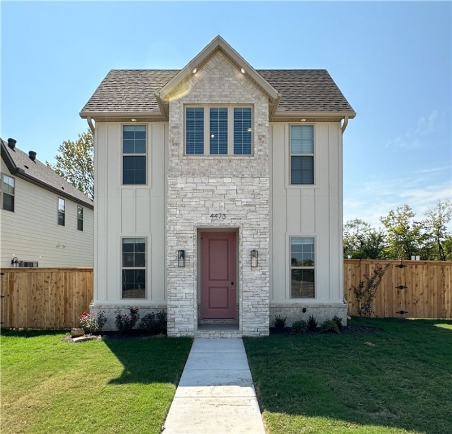 The Darcy offers four bedrooms, each with its own private bathroom and walk-in shower, creating a comfortable layout for guests or roommates. The main floor features an open kitchen with quartz countertops, stainless-steel appliances, and a large island that flows into the living and dining areas. A powder bath is located near the garage entry along with a mudroom with additional storage. LVP flooring extends through the main living spaces downstairs. Upstairs, the owner’s suite includes a spacious walk-in closet, double vanities, and a walk-in shower. A second-floor laundry room adds convenience and ease. This home also includes a fenced yard, blinds, and gutters. Located off Rupple Road in Towne West, across from Colbert Middle School and just minutes from the University of Arkansas, Wedington, I-49, and Farmington. All appliances are included - Washer/Dryer, Refrigerator, Dishwasher, Oven, and Microwave. *Agent Owned*