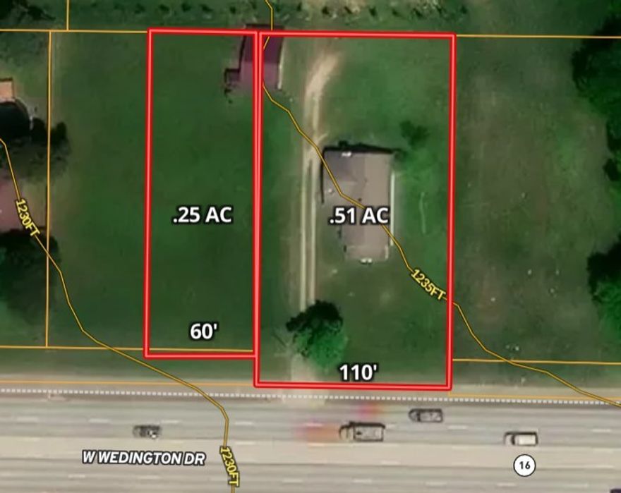 Rare .76 acres only 2 miles from I-49. Currently zoned Residential-Agricultural (RA) and just outside the boundary of Fayetteville's Wedington Corridor. Choose this space as your live-work area in the 1940's farm house, build an ADU for additional income, develop the property for your preferred purpose, or look to the future for some commercial pursuit. House is on .51 acres and subject to the Probate Court's Order Approving Sale, and the additional .25 acres will be subject to a survey and lot line adjustment.  So many options with this property and it's ~170' of W. Wedington frontage.