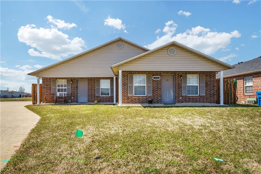 Discover this charming duplex nestled in one of Northwest Arkansas’ most desirable areas—just 3 miles from Downtown Bentonville and 4 miles from the new Walmart Home Office Campus. Each side of this well-maintained property features a cozy 2 bed, 1 bath layout, offering comfortable living for both residents and potential renters. With no homes directly behind the property, you’ll enjoy added privacy and a peaceful backdrop—perfect for relaxing or entertaining.

This duplex is ideally positioned near world-class mountain biking trails, top-rated schools, the Crystal Bridges Museum, and all the dining and shopping that Bentonville has to offer. Recent upgrades, including a brand-new roof and other thoughtful improvements, add even more value and rental potential to this already attractive investment opportunity.  Photos are meant to give a representation of  a similar property - they may or may not be entirely accurate of condition.