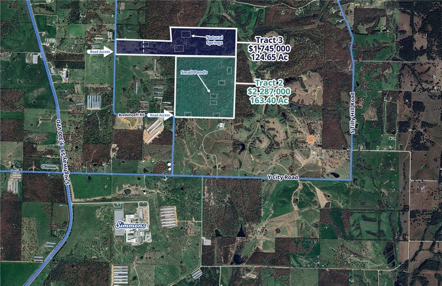 **Showings by Appt Only
Land tract within a 15-minute drive to popular destinations in Bentonville and Rogers and only 10 minutes to the Northwest Arkansas National Airport. 
• +/- 163.40  Acres
• Ponds and active springs
• Trails, rolling hills throughout
• Perimeter fencing
• City of Decatur water onsite
• Bredehoeft Road access
• Benton County zoning

Also see MLS#'s: 1296595, 1296597